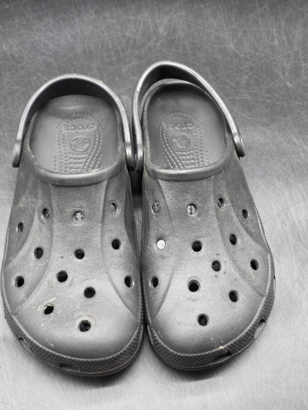 Crocs Shoes Mens Size 8 Gray Clog Slip On Casual Comfort Breathable Damaged